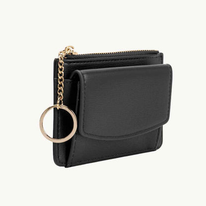 vegan wallet keychain in black